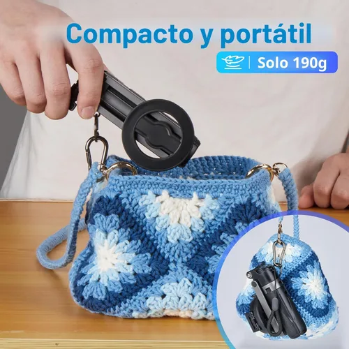 Vista 5 de MQOUNY para soporte trípode Magsafe para iPhone, palo selfie portátil de bolsillo con control remoto recargable y anillo de metal, trípode