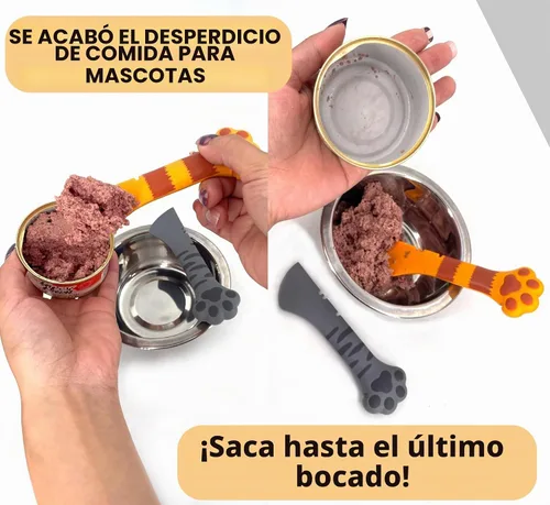Vista 3 de Joyinjojo 2 Pack Cuchara para Comida de Perro y Gato, Linda Cuchara Abrelatas de Silicona con Forma de Pata de Mascota para Comida Húmeda y Enlatada