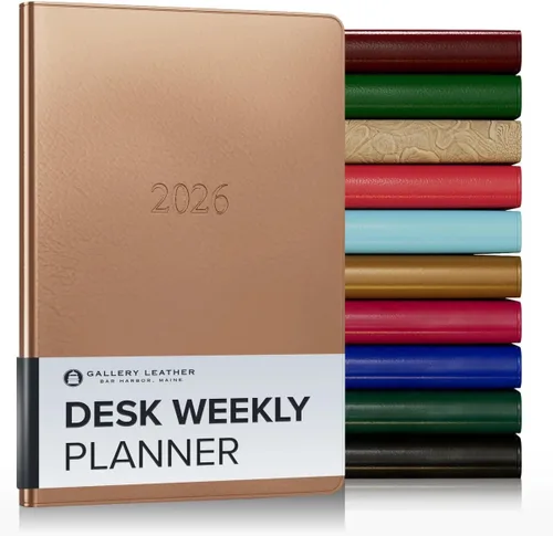 Vista 67 de Gallery Leather Planificador Semanal y Mensual Grande 2025-2026, Calendario Planificador y Cuaderno Elegantemente Encuadernado con Elegantes Bordes