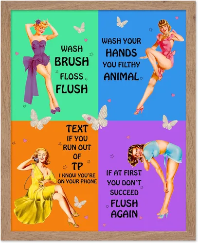 Vista 81 de Poster Master Pin Up Girl Poster - Better Late Than Ugly Print - Butterfly Art - Modern Art - Trendy Art - Gift for Men & Women - Funny Decor for