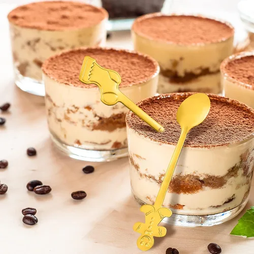 Vista 4 de 16 cucharas de Navidad para café, cuchara creativa de acero inoxidable para agitar, a granel para postre de sopa, 4 estilos (dorado)