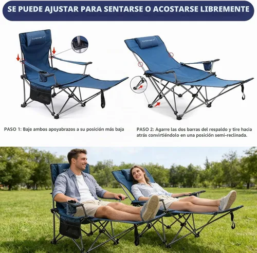 Vista 3 de Zero Gravity - Silla de camping reclinable con almohada acolchada, soporte para tazas, bolsillo de almacenamiento y bolsa de transporte, sillón