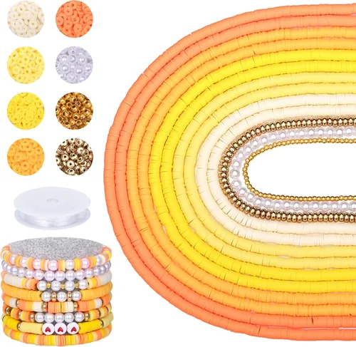 Vista 7 de AceFun 3750 cuentas de arcilla para hacer pulseras, kit de cuentas de arcilla polimérica con cuentas espaciadoras de perlas, juego de cuentas Heishi