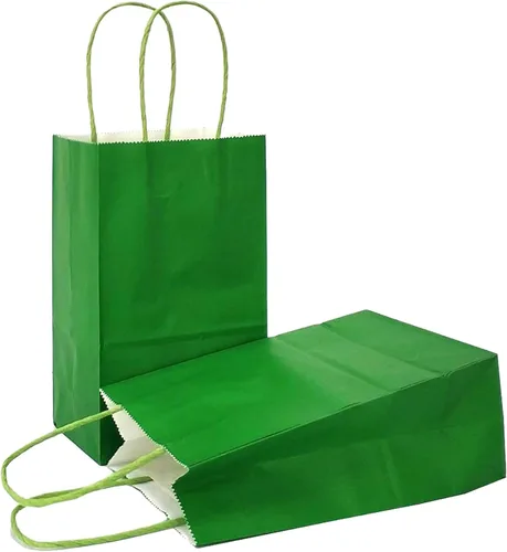 Vista 35 de AZOWA Bolsas de regalo mini de papel kraft con asas (Azul claro, 4x2.4x6, 25 piezas) Blue Color, Kraft Paper, Mini Size, 25 Pieces, Party Bags