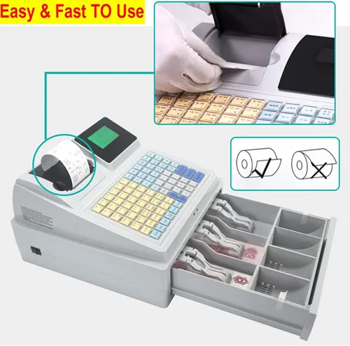 Vista 3 de Caja registradora Sistema electrónico Pos Caja registradora Teclado plano e impresora térmica Digital LED Caja registradora para supermercado