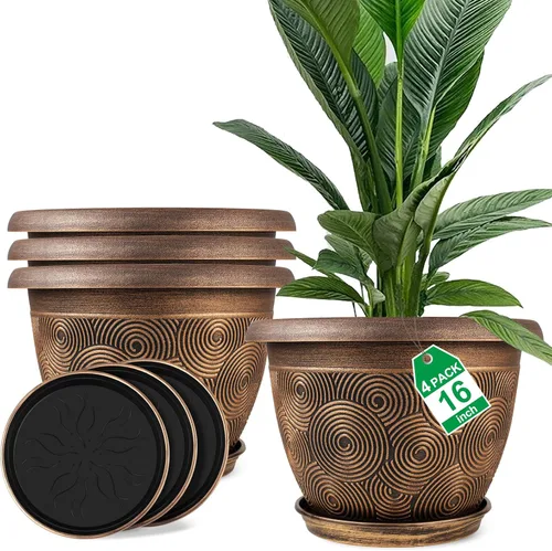 Vista 16 de Fodetyff Macetas de 6 Pulgadas para Plantas de Interior y Exterior, Juego de 6 Macetas Pequeñas de Plástico con Agujero de Drenaje y Bandeja, Maceta