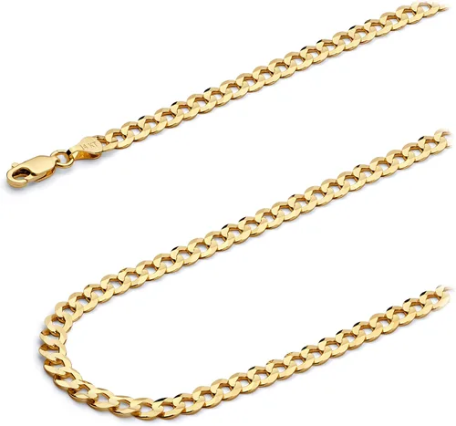 Vista 12 de Wellingsale Cadenas de eslabones cubanos de oro macizo de 14 quilates (opciones de selección)