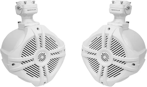 Vista 2 de Rockville Receptor Bluetooth+6.5 "Blanco Marine Wakeboard Torre Altavoces+Amplificador+Kit