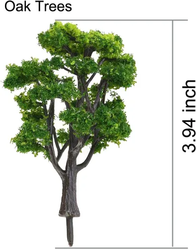 Vista 4 de Modelo Trees Hobby Train Scenery Set Artificial Miniatura Palma Coco Rojo Arce Llorando Willow Oak Decoración Kit de Juguete con Hojas Verdes DIY
