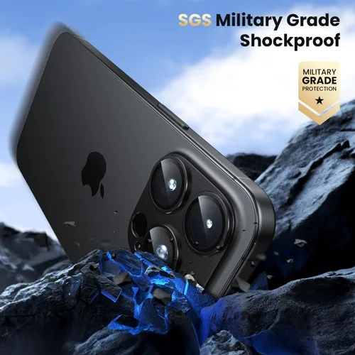 Vista 5 de WSKEN Protector de lente de cámara para iPhone 16 Pro/iPhone 16 Pro Max, [Grado Militar A Prueba de Roturas] [Fuerte Adsorción] Protector