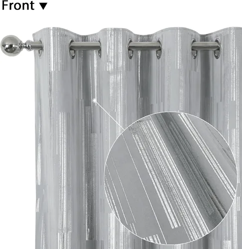 Vista 3 de always4u Cortinas de terciopelo suave de 108 pulgadas de largo con estampado de papel de aluminio de lujo, cortinas de dormitorio de eficiencia