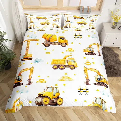 Vista 11 de Erosebridal Funda de edredón de vehículos de dibujos animados tamaño individual para niños y niñas, juego de ropa de cama Kawaii de helicóptero