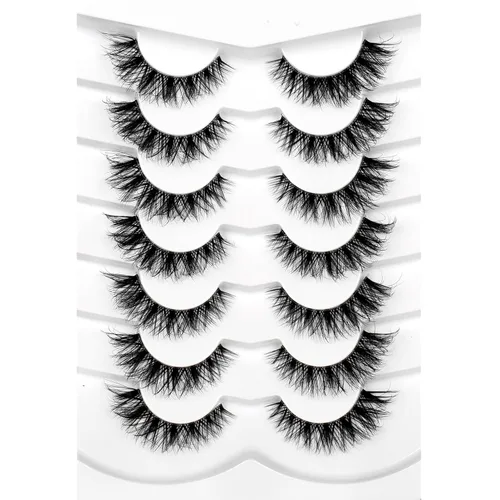 Vista 92 de Pooplunch - Pestañas postizas estilo ojo de gato, extensión de volumen 8D natural, finas, cortas, de visón sintético, tiras de pestañas postizas