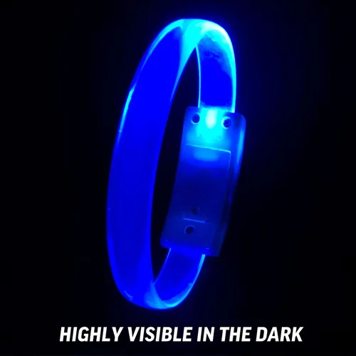 Vista 3 de Paquete de 8 bandas mágicas Brilla en la oscuridad Luz intermitente para conciertos Luces de correr para corredores Pulsera con luz de Azul