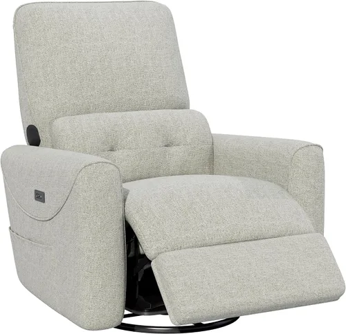 Vista 9 de KINGYES - Silla reclinable eléctrica, deslizador giratorio de 270° para Beige