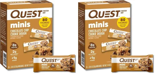 Vista 9 de Quest Nutrition Mini barras de proteína de masa de galletas con chispas de chocolate, 0.28 oz de proteína, 0.04 oz de azúcar, 0.07 oz