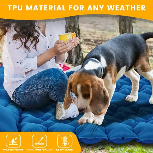 Vista 6 de Colchoneta para dormir, almohadilla de dormir compacta para acampar con almohada bomba de pie integrada, colchoneta inflable para viajes
