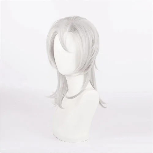 Vista 2 de Mystylecos Anime Uzui Tengen - Peluca de cosplay para Demon Slayer Kimetsu no Yaiba - Pelucas largas de cosplay color blanco plateado