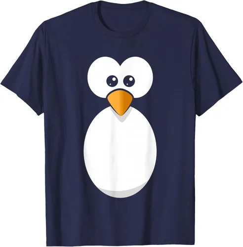 Vista 47 de Camiseta divertida con diseño de cara de pingüino o disfraz fácil, color negro, talla S
