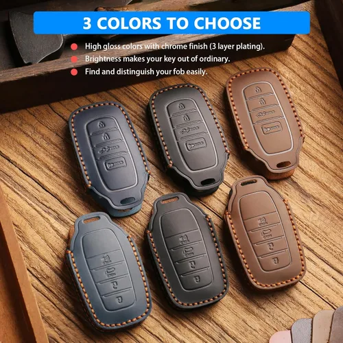 Vista 6 de QBUC Funda de Cuero Genuino para Llavero de Toyota Tacoma, Compatible con Toyota Tundra Prius Venza Corolla Crown Sequoia Grand Highlander RAV4