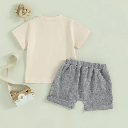 Vista 3 de Conjunto de ropa de verano de 2 piezas para bebé niño y niño de granja con pollo, de manga corta