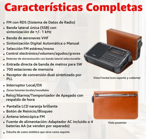 Vista 5 de Eton Elite Executive AM/FM/Banda de Aeronaves/SSB/Radio de onda corta