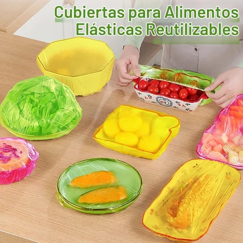 Vista 2 de Mwellewm 60 fundas elásticas para tazones Saran Wrap de plástico