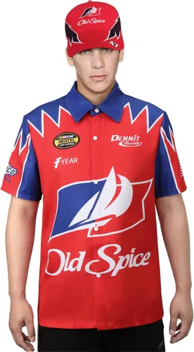 Vista 6 de Disfraz de Ricky Bobby de manga corta, camisa y gorra, traje para hombres y adultos, Talladega Nights Wonder Halloween Cosplay Props