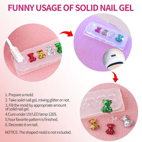 Vista 6 de Gel de uñas 3D 5 en 1, manos antiadherentes, 0.71 onzas de gel transparente para tallar, moldear y pintar diseños de arte de uñas, pegamento