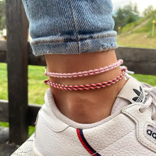 Vista 13 de Made by Nami 2 Pcs Wave String Ankle Bracelets for Women Waterproof & Adjustable Thin Braided Anklet Surfer Boho Ankle Bracelet Set of 2 Beach Multi