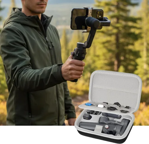 Vista 9 de Funda rígida de goma EVA para DJI Osmo Mobile 8/7P/7, gris Negro+Gris Cremallera