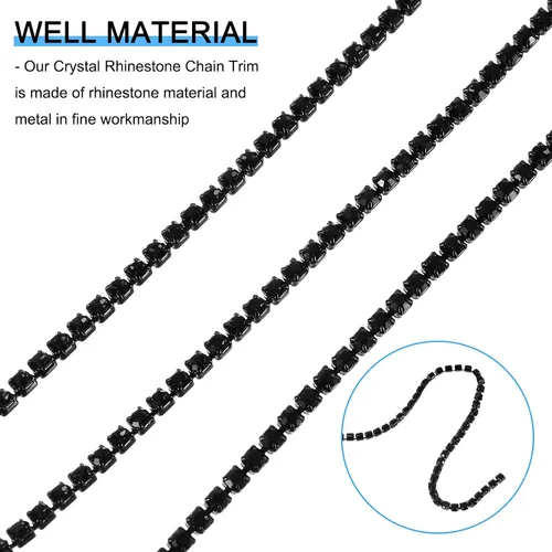 Vista 3 de uxcell Cadena de diamantes de imitación de cristal de 10 yardas, 0.118 pulgadas (0.118 in) para coser y cerrar la cadena para hacer manualidades