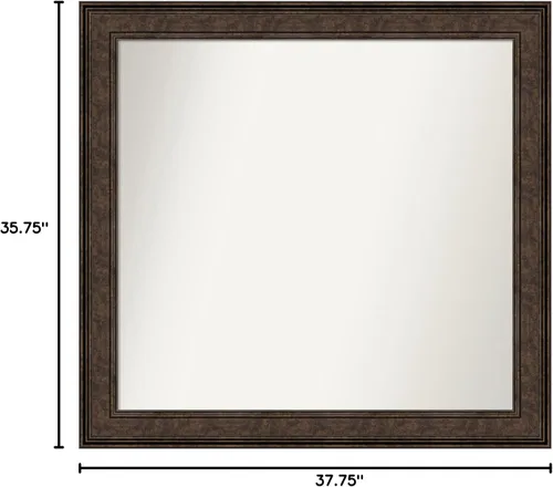 Vista 216 de Amanti Art Espejo de pared personalizado no biselado (25 x 25 pulgadas), marco de bronce acentuado, varios tamaños personalizados, espejo de baño