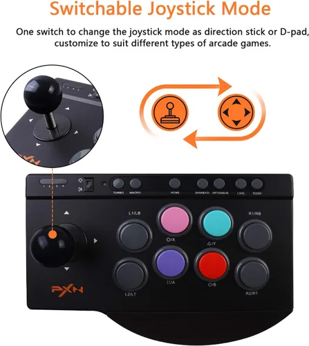 Vista 5 de PXN Street Fighter Arcade Game Fighter Arcade Fighting Stick con puerto USB, con funciones Turbo y macro, adecuado para PS3 PS4 Xbox ONENintendo