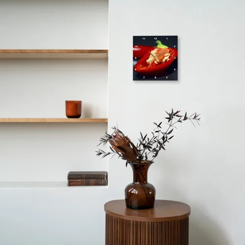 Vista 8 de 3dRose Capiscum Seeds - Chili, Chili Pepper, Chilli, Chilli Peppers, Pepper, Peppers, red 15x15 Wall Clock