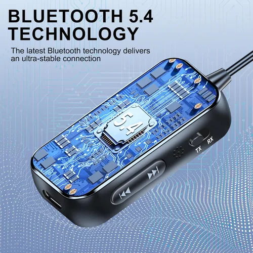 Vista 3 de Receptor transmisor Bluetooth 5.4 2 en 1/Mini adaptador de audio inalámbrico portátil para TV/avión/gimnasio a auriculares inalámbricos de baja