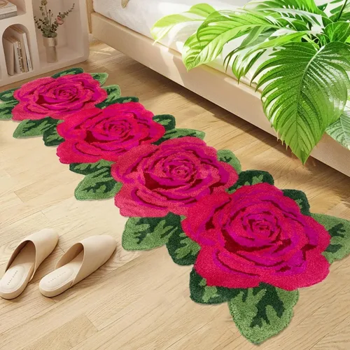 Vista 18 de USTIDE Tapete de baño de rosa esponjoso de 23.6 x 35.4 pulgadas, tapete de baño antideslizante para baño, cocina, sala de estar o dormitorio