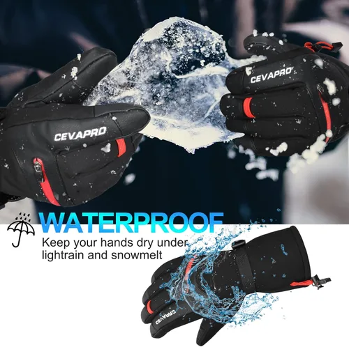 Vista 4 de Guantes de invierno para hombres y mujeres, guantes de snowboard y esquí, impermeables y aislados, resistentes al viento para clima frío