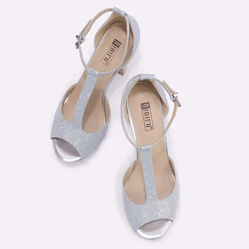 Vista 4 de IDIFU IN5 Polly - Sandalias de tacón alto grueso con correa en T para mujer, sandalias sexy con punta abierta, para boda, fiesta, graduación