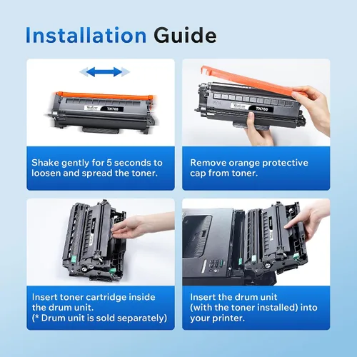Vista 2 de TN760 Tóner para impresora Brother compatible con Brother TN760 TN730 Toner TN-730/TN-760 uso con HL-L2350DW HL-L2395DW HL-L2390DW HL-L2370DW
