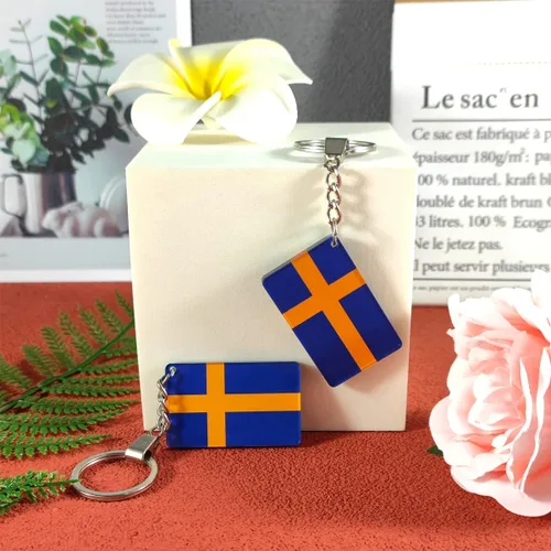 Vista 5 de QQSD Llavero con la bandera de Suecia (2 unidades), Sweden