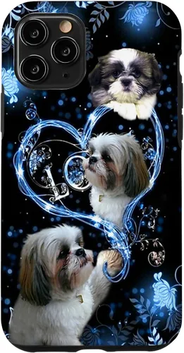 Vista 29 de Funda para PC iPhone 16 I Love Shih Tzu Dogs Flowers Heart Shih Tzu Metal