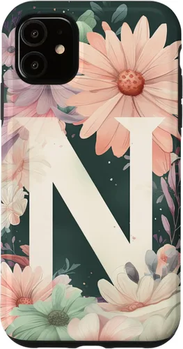 Vista 8 de iPhone 16 Beautiful Daisy Flowers Initial Letter N Monogram Watercolor Case