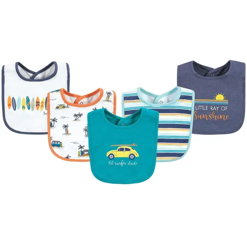 Vista 5 de Hudson Baby Baberos unisex de algodón para bebé, nube rosa, talla única (paquete de 2)