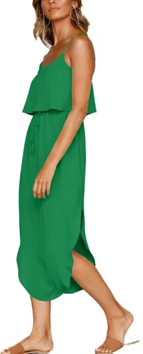 Vista 2 de Vestido midi de mujer informal ajustable con tiras divididas de verano para playa