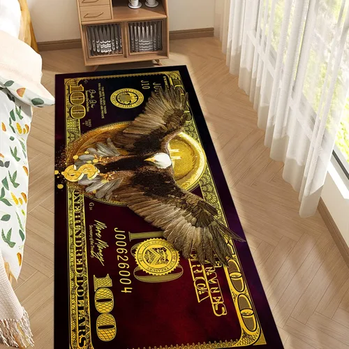 Vista 46 de GUBIYU Juego de 2 alfombras y tapetes de cocina color beige y dorado para billetes de 100 dólares, alfombra divertida y fresca para baño