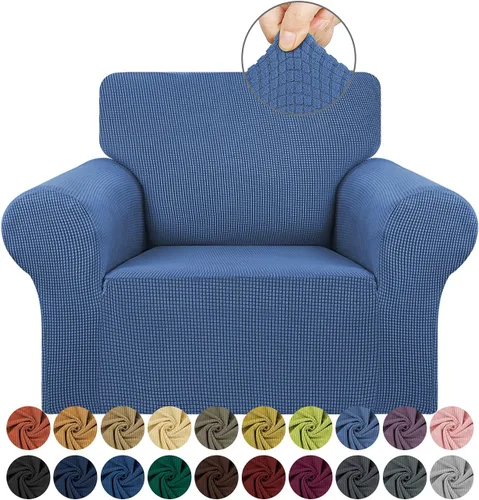 Vista 45 de KEKUOU Funda elástica para sofá biplaza, funda de sofá para sofá de 2 cojines (55-78 pulgadas), protector de muebles con parte inferior elástica