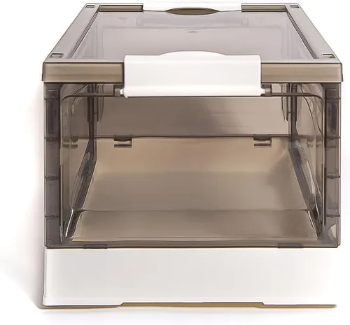 Vista 3 de Paquete de 3 contenedores de almacenamiento de apertura lateral, tapa apilable plegable, fácil de ordenar con caja de almacenamiento, ideal