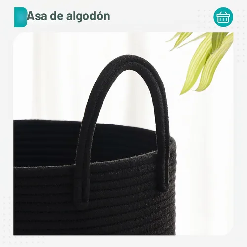 Vista 3 de Cesta de Cuerda de Algodón para Ropa Sucia de YOUDENOVA, 58L - Cesta de Lavandería Tejida Plegable - Cesta de Almacenamiento de Ropa para Mantas