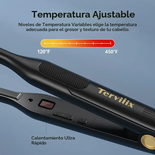 Vista 3 de Terviiix Plancha plana de lápiz para cantos y cabello corto, alisador de pelo pequeño de 3/10 pulgadas para hombres, mini plancha plana de cerámica